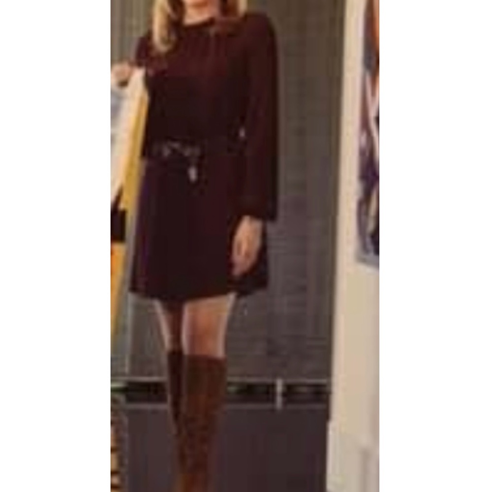 Burgundy Gathered Neck Dress